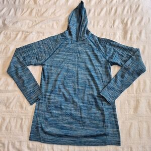 All In Motion girls Large or 10/12 blue shades light weight hooded shirt EUC